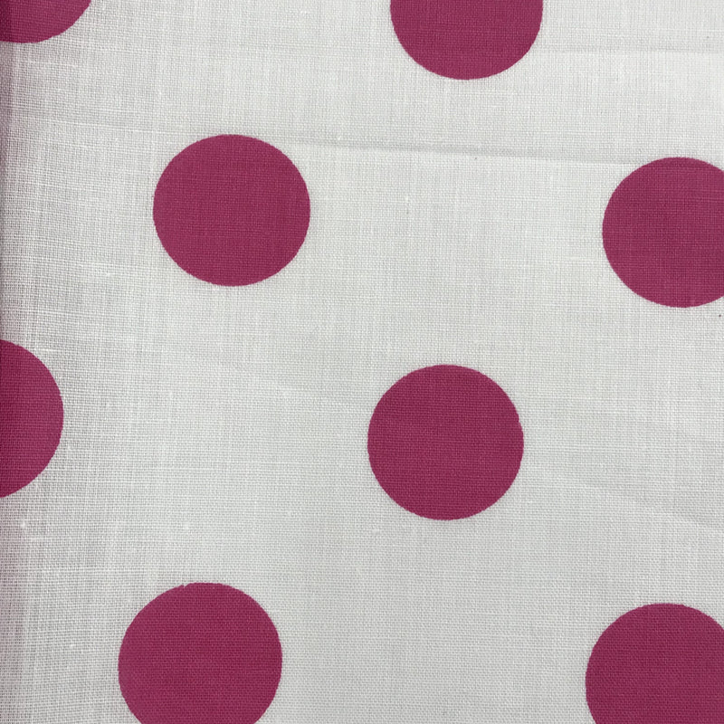 Fuchsia Dots White Poly Cotton Fabric - Fuchsia And White Big Polka Dots, 59/60" Width