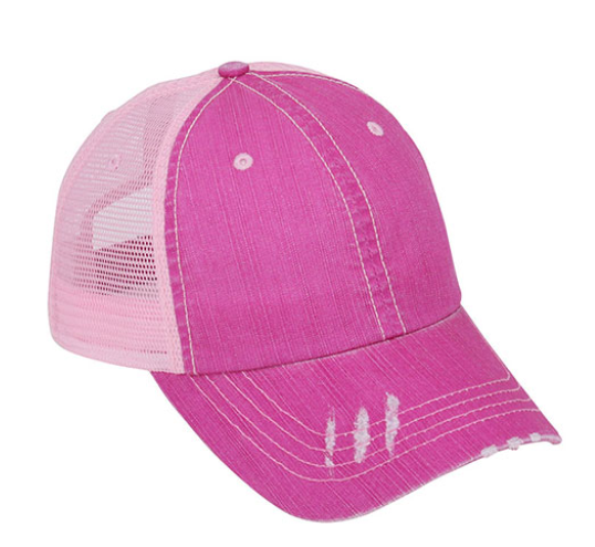 Jean Cap Cotton Polyester Fabric - Fuchsia, Casual, Adjustable (One Size)