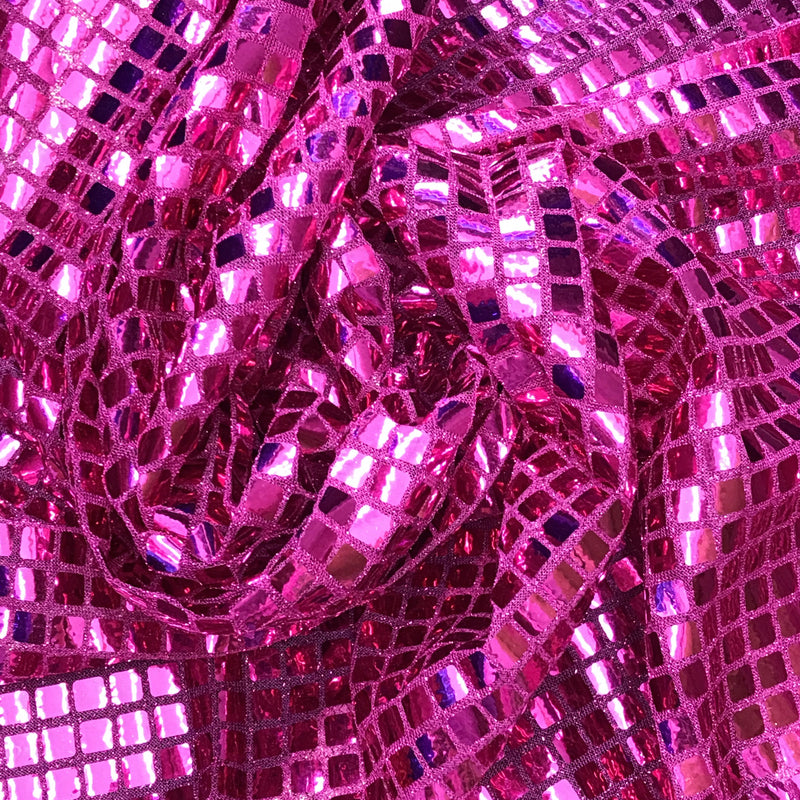 Fuchsia Square Foil Sequin Fabric - Fuchsia, Square Foil, 42" Width (1 Yard)