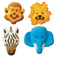 Jungle Animal Assortment Dec-Ons Sugar Edible Decorations 128 pieces
