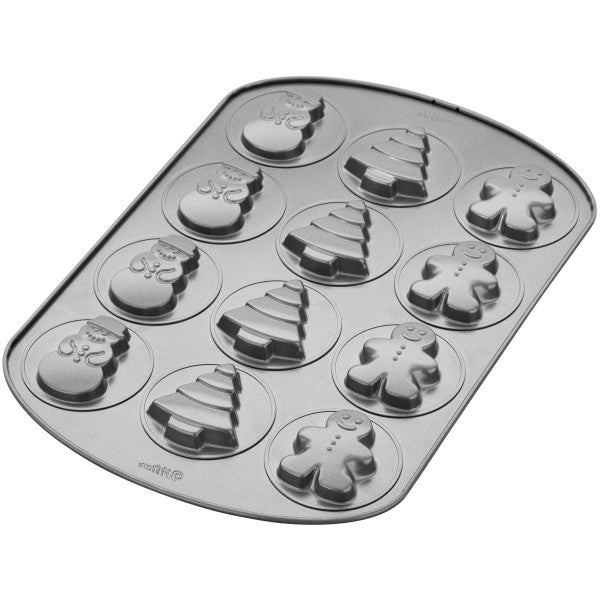 Wilton Non-Stick Christmas Cookie Shapes Pan, 12-Cavity (Gingerbread Man, Tree, Snowman)