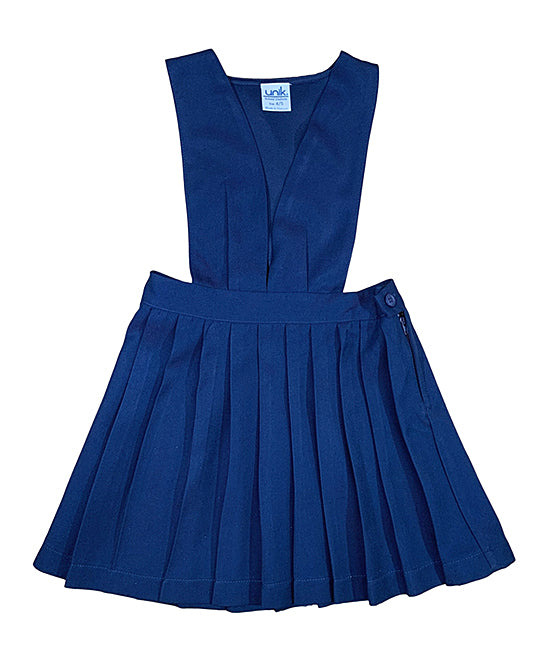 Pleated V-Neck Uniform Jumper Polyester Cotton Fabric - Navy, Khaki, Pleated, V-Neck, Zipper Closure (1 Unit)
