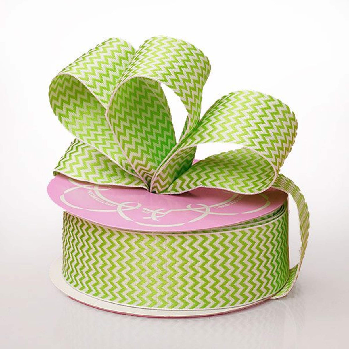 Mini Chevron Woven Ribbon 1 1/2 '' X 20 yd Green Color 1 / roll