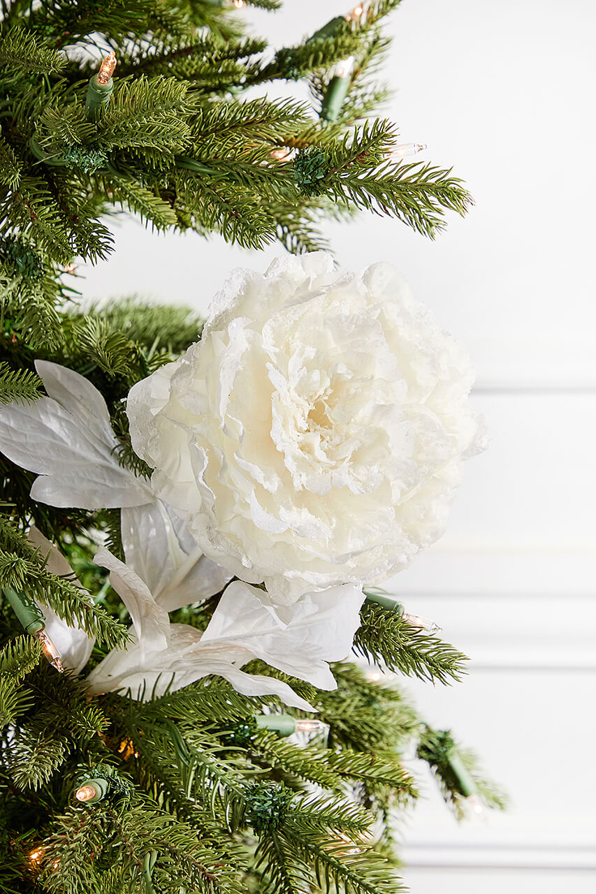 27” Snowy Peony Spray