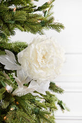 27” Snowy Peony Spray