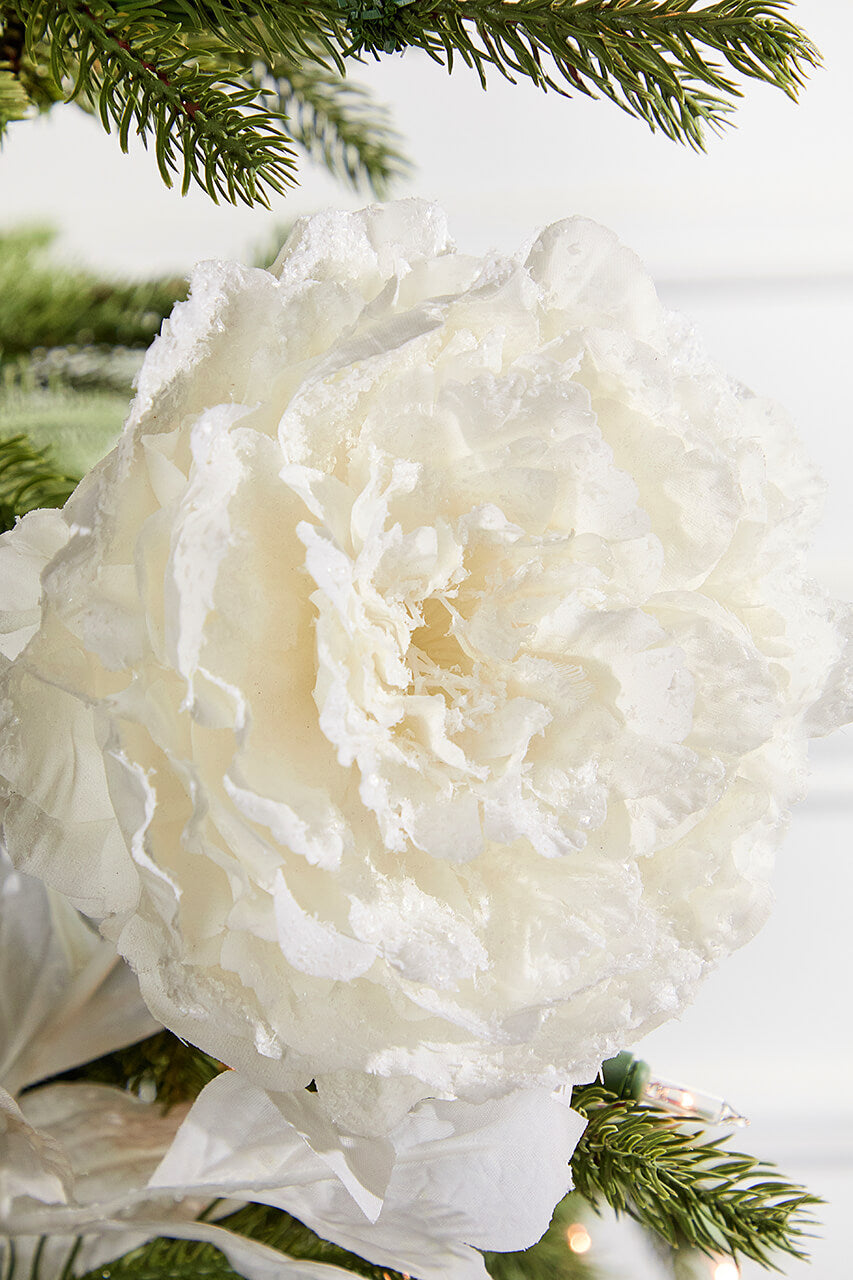 27” Snowy Peony Spray