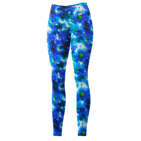 Galaxy Polyester Spandex Fabric - Pink, Blue, Multi, Sparkly Galaxy Print, 58/60" Width, 200 GSM (1 Yard)