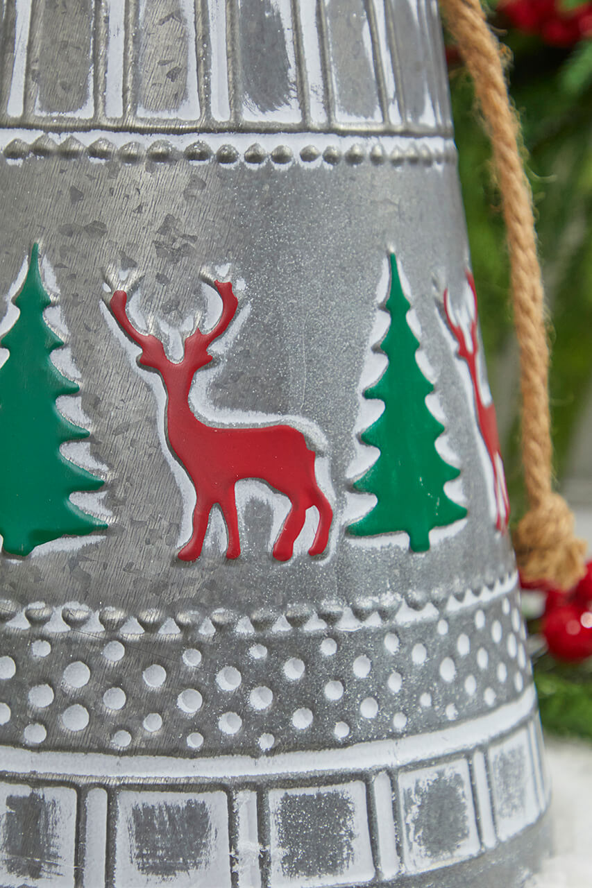 8” Iron Pressed Bell with Deer & Tree Detail