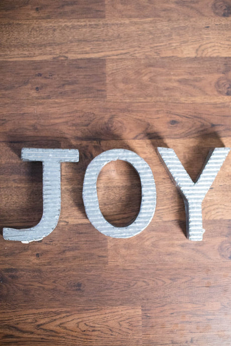 8" Galvanized Metal "Joy" Decor