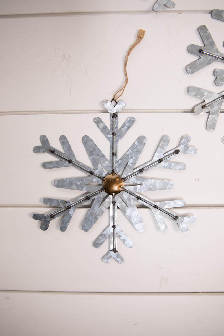 8” Galvanized Metal Snowflake Ornament