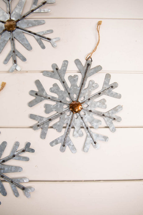 8” Galvanized Metal Snowflake Ornament
