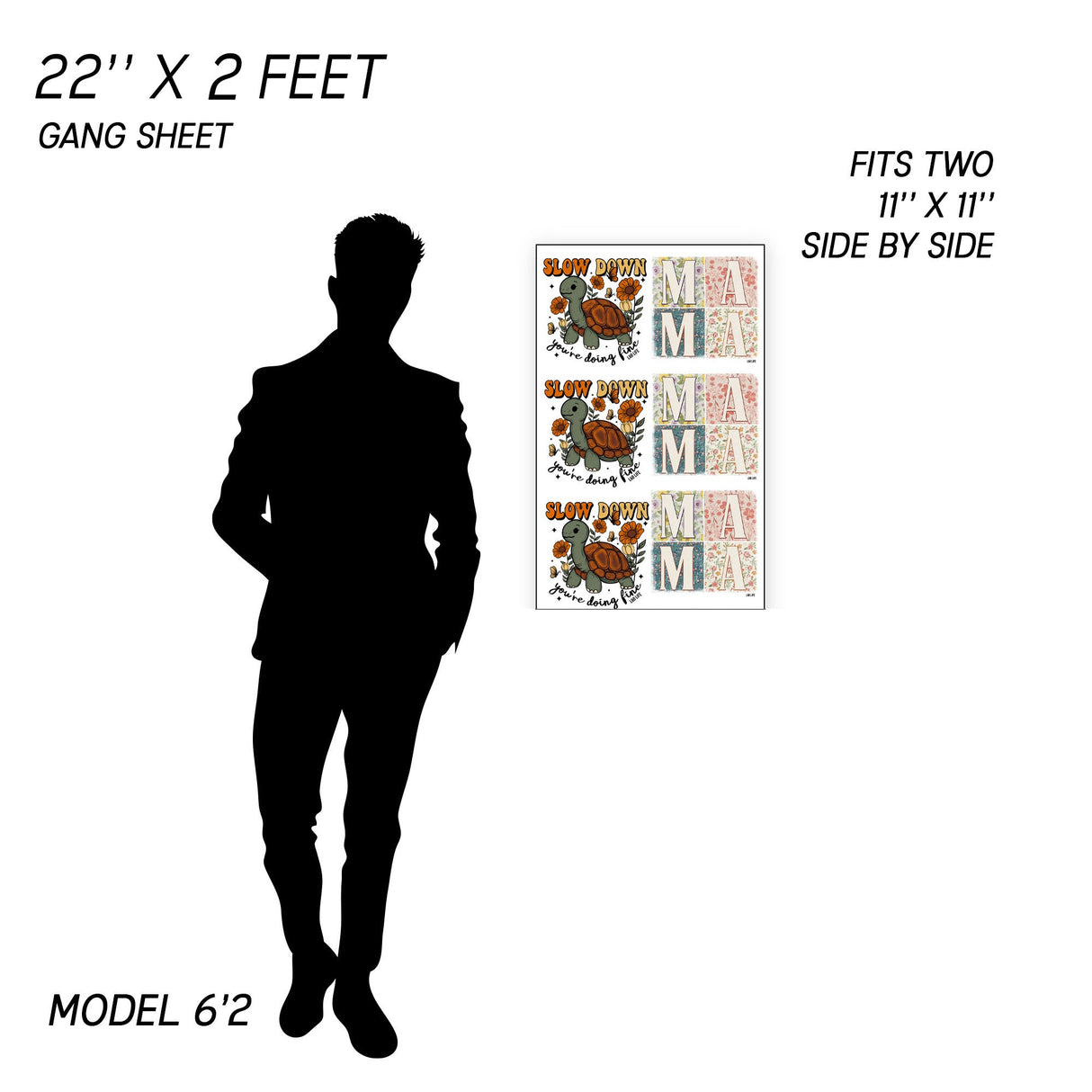Upload DTF Gang Sheet PET Film Fabric - Custom DTF Transfer, 22" Width (1 Sheet)