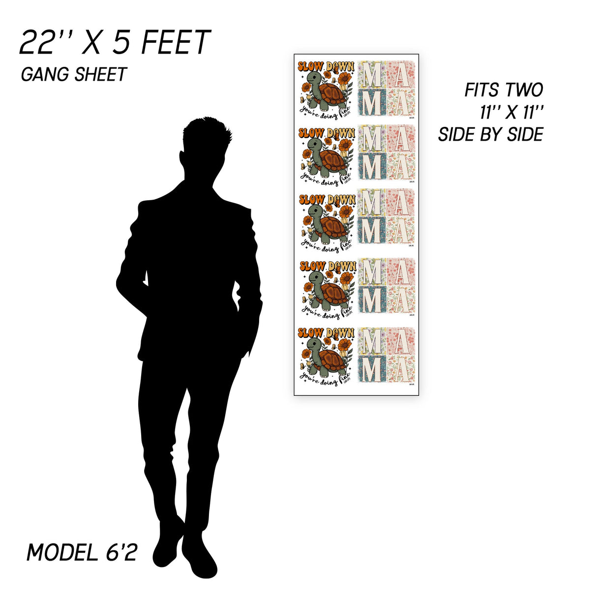 DTF Gang Sheet Builder DTF Transfer Film - Custom Printed Gang Sheet, 22" Width (1 Sheet)