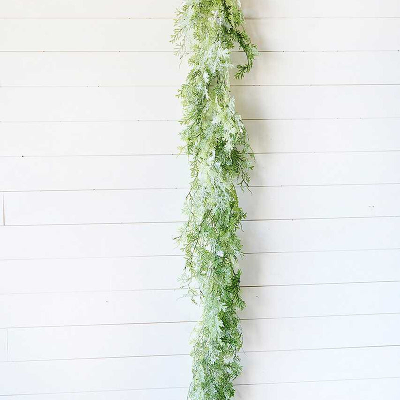 Frosted Fern Cone Garland 73 Inch Rustic Christmas Greenery Decoration