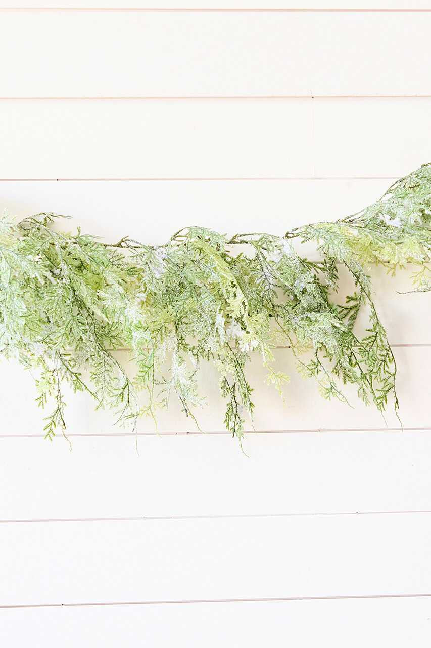 Frosted Fern Cone Garland 73 Inch Rustic Christmas Greenery Decoration