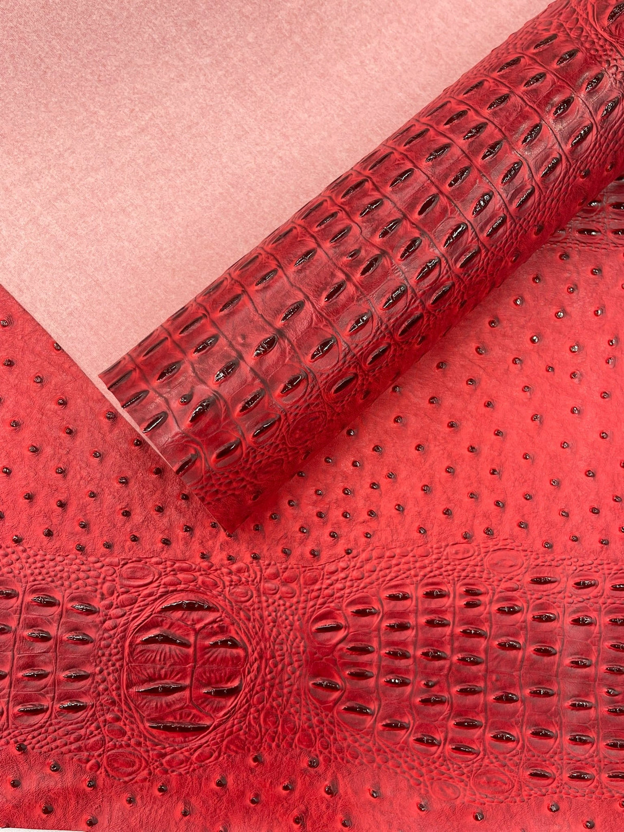 Gator Ostrich Embossed Vinyl Fabric - Embossed Crocodile Ostrich Texture, 54" Width (1 Yard)