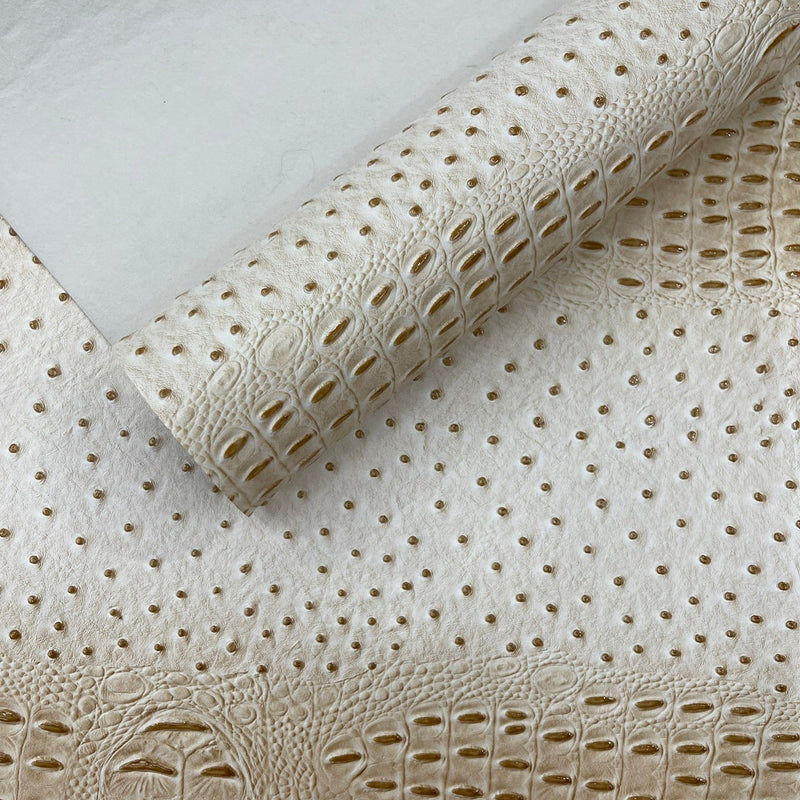 Gator Ostrich Embossed Vinyl Fabric - Embossed Crocodile Ostrich Texture, 54" Width (1 Yard)