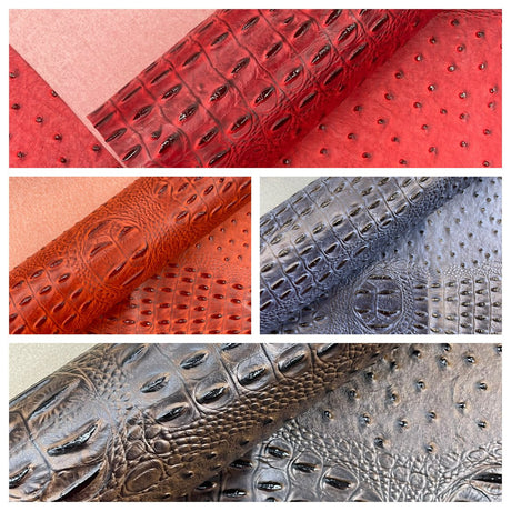 Gator Ostrich Embossed Vinyl Fabric - Embossed Crocodile Ostrich Texture, 54" Width (1 Yard)