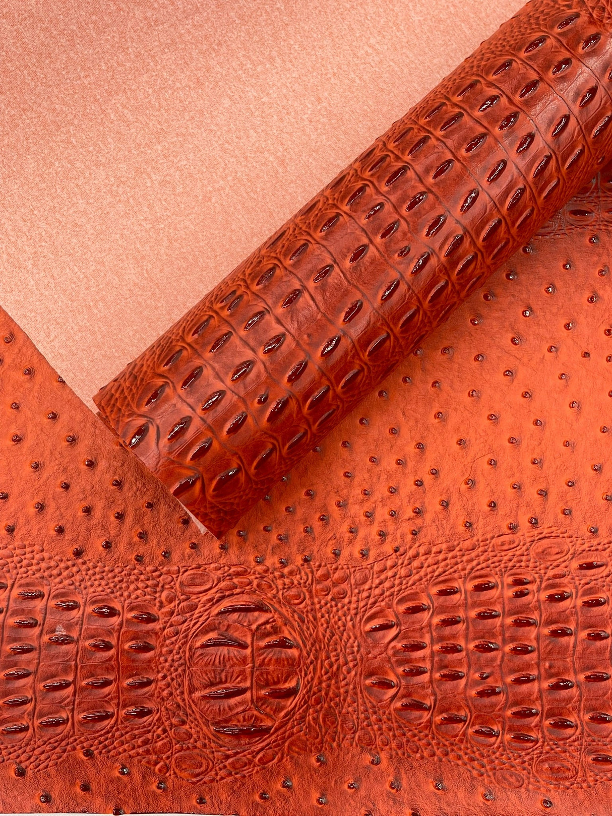 Gator Ostrich Embossed Vinyl Fabric - Embossed Crocodile Ostrich Texture, 54" Width (1 Yard)