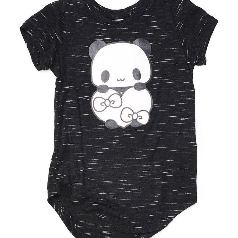 Panda Heart Girls Blouse Cotton Fabric - Panda Graphic, Black, Girls Tops (1 Piece)