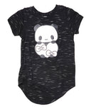 Panda Heart Girls Blouse Cotton Fabric - Panda Graphic, Black, Girls Tops (1 Piece)