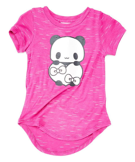 Panda Heart Girls Blouse Cotton Fabric - Panda Graphic, Black, Girls Tops (1 Piece)