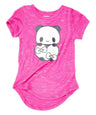 Panda Heart Girls Blouse Cotton Fabric - Panda Graphic, Fuchsia/Black (2-12)