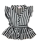 Girl Striped Blouse Girls Fabric - Black, Navy, Purple, Teal Stripes, Color Block, Size 2-12 (1 Piece)