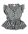Girl Striped Blouse Girls Fabric - Black, Navy, Purple, Teal Stripes, Color Block, Size 2-12 (1 Piece)