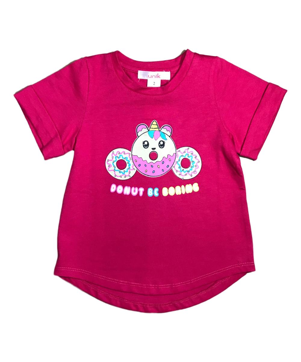 Donut T-Shirt Cotton Fabric - Donut Print, Blush, Fuchsia, Mint, Lavender, Neon Pink, Sizes 2-12