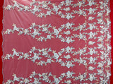 Beaded Lace Fabric on Polyester Net Mesh