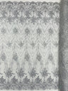 Geometric Damask Glitter Design Mesh Lace Fabric - Brown, Gold, Silver, Champagne, 54" Width (1 Yard)