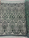 Geometric Diamond Sequin Design Power Mesh Fabric - Iridescent Geometric Diamond Pattern, 54" Width (1 Yard)
