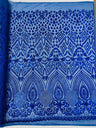 Geometric Diamond Sequin Design Power Mesh Fabric - Iridescent Geometric Diamond Pattern, 54" Width (1 Yard)