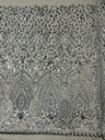 Geometric Diamond Sequin Design Power Mesh Fabric - Iridescent Geometric Diamond Pattern, 54" Width (1 Yard)