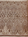 Geometric Diamond Sequin Design Power Mesh Fabric - Iridescent Geometric Diamond Pattern, 54" Width (1 Yard)