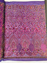 Geometric Diamond Sequin Design Power Mesh Fabric - Iridescent Geometric Diamond Pattern, 54" Width (1 Yard)