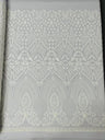 Geometric Diamond Sequin Design Power Mesh Fabric - Iridescent Geometric Diamond Pattern, 54" Width (1 Yard)