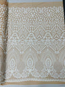 Geometric Diamond Sequin Design Power Mesh Fabric - Iridescent Geometric Diamond Pattern, 54" Width (1 Yard)