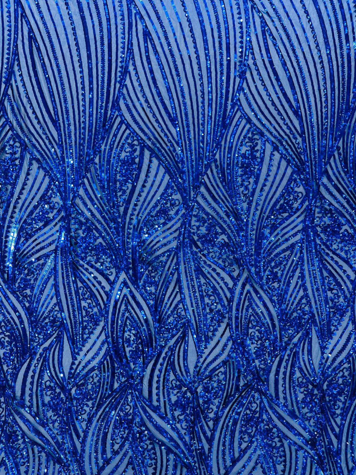 Geometric Feather Wing Polyester Fabric - 4 Way Stretch Mesh, Embroidered Sequins, 54" Width, 36" Length (1 Yard)