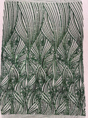 Geometric Feather Wing Polyester Fabric - 4 Way Stretch Mesh, Embroidered Sequins, 54" Width, 36" Length (1 Yard)