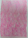 Geometric Feather Wing Polyester Fabric - 4 Way Stretch Mesh, Embroidered Sequins, 54" Width, 36" Length (1 Yard)