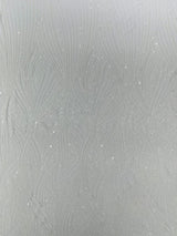 Geometric Feather Wing Polyester Fabric - 4 Way Stretch Mesh, Embroidered Sequins, 54" Width, 36" Length (1 Yard)
