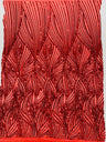Geometric Feather Wing Polyester Fabric - 4 Way Stretch Mesh, Embroidered Sequins, 54" Width, 36" Length (1 Yard)