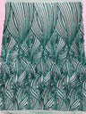 Geometric Feather Wing Polyester Fabric - 4 Way Stretch Mesh, Embroidered Sequins, 54" Width, 36" Length (1 Yard)