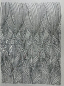 Geometric Feather Wing Polyester Fabric - 4 Way Stretch Mesh, Embroidered Sequins, 54" Width, 36" Length (1 Yard)