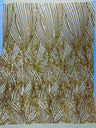 Geometric Feather Wing Polyester Fabric - 4 Way Stretch Mesh, Embroidered Sequins, 54" Width, 36" Length (1 Yard)
