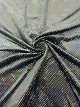 Geometric Foil Velvet Stretch Fabric - Black Iridescent, 58" Width (1 Yard)