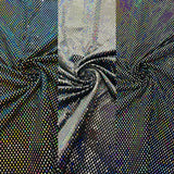 Geometric Foil Velvet Stretch Fabric - Black Iridescent, 58" Width (1 Yard)