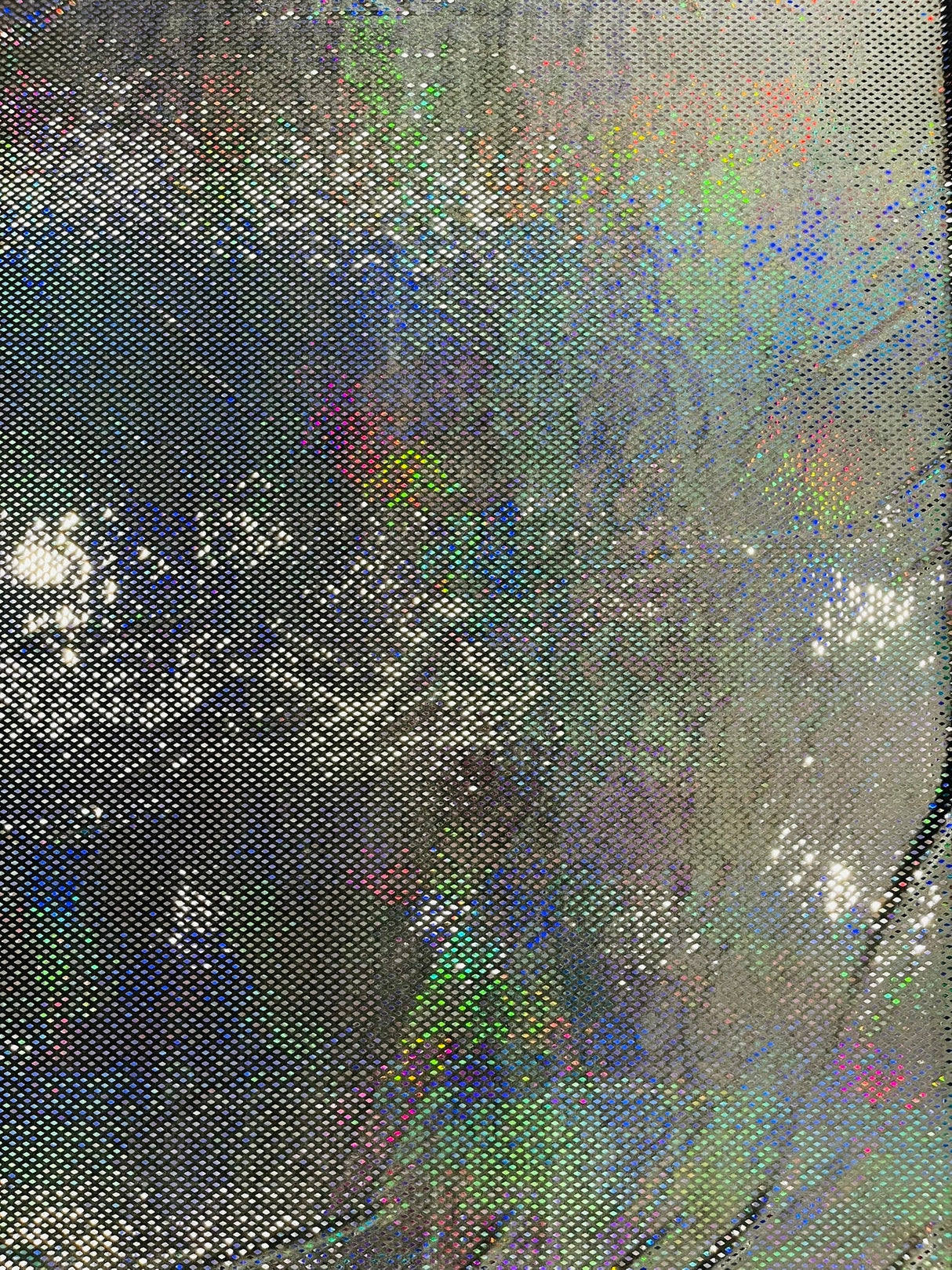Geometric Foil Velvet Stretch Fabric - Black Iridescent, 58" Width (1 Yard)